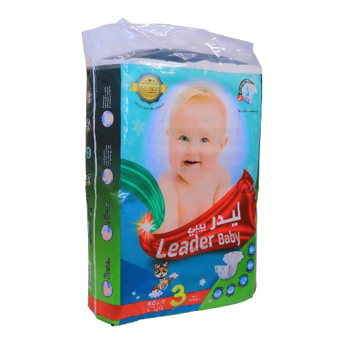 حفائظ اطفال ليدر بيبي رقم 3 وسط 60 حبة 6-12 ك